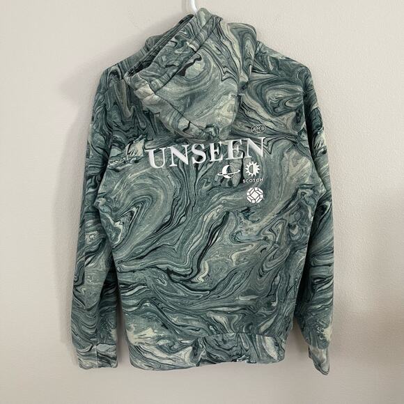 Scotch & Soda Blue Marbled UNSEEN Graphic Hoodie Sweatshirt - Picture 1 of 8
